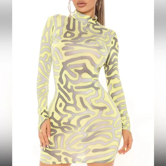 Fashion Nova | Dresses | Fashion Nova Well Versed High Neck Mini Dress  Yellowcombo Size Xs | Poshmark